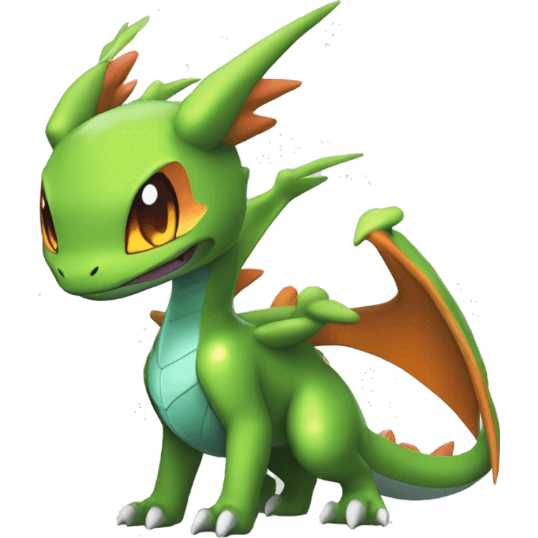 Cool Edgy Chibi Legendary Shiny Fakemon-Pokémon-Flygon-Charizard With Full Body Detailed High Quality emoji