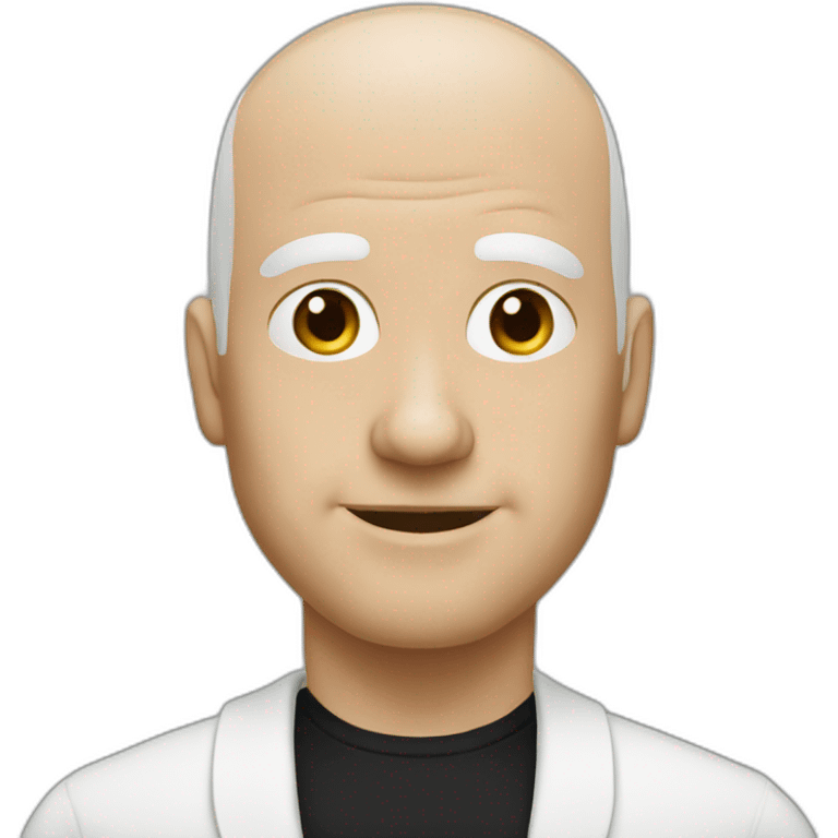 White bald man, big face dressed in black  emoji