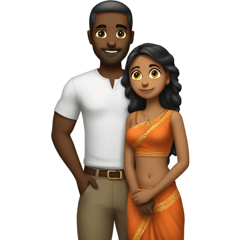 indian girl with a black man love emoji