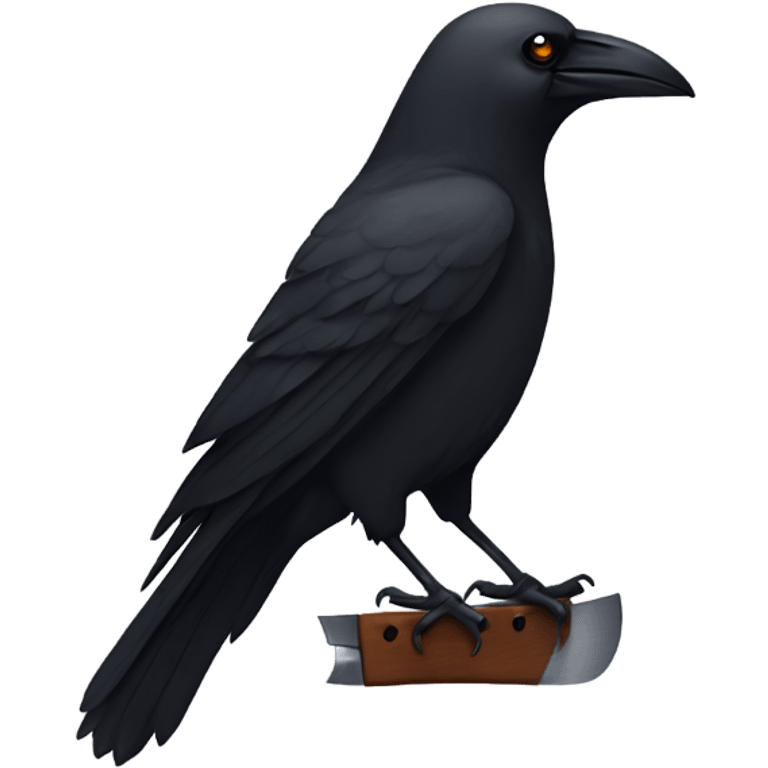 Crow holding knife emoji