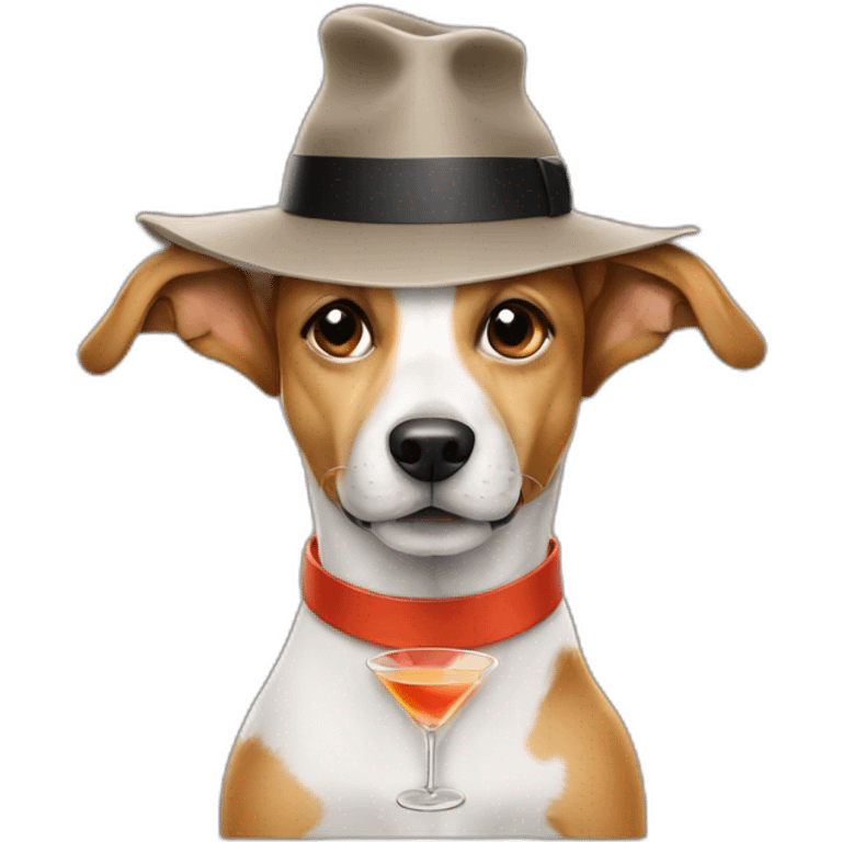 Dog with hat drinking a martini emoji