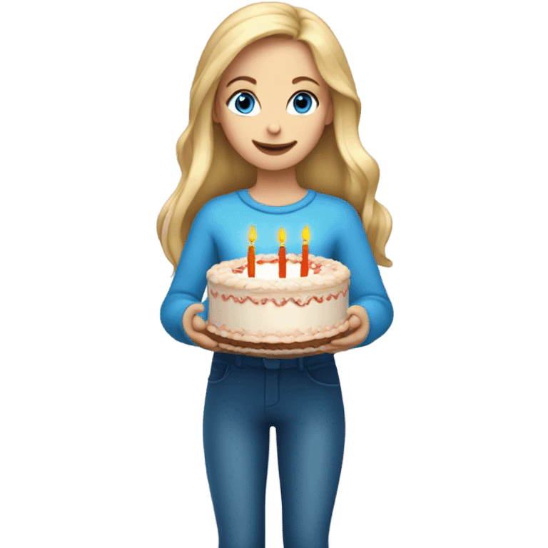 Blonde girl long hair blue eyes birthday emoji