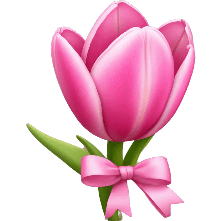 Pink tulips with a bow emoji