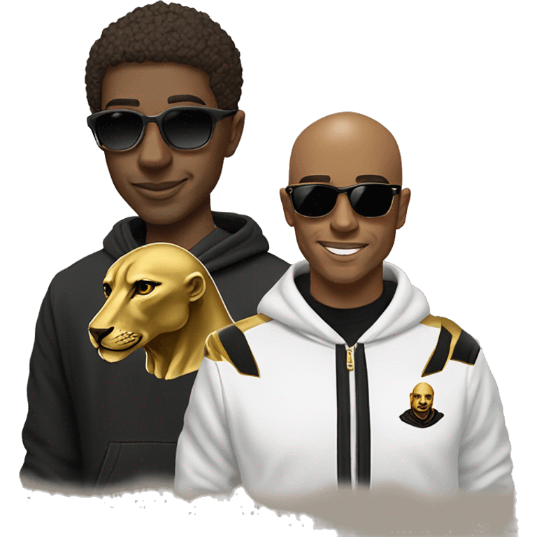 A bald head alpha phi alpha inc. man with sphinx Alpha Phi Alpha black and old gold hoodie emoji