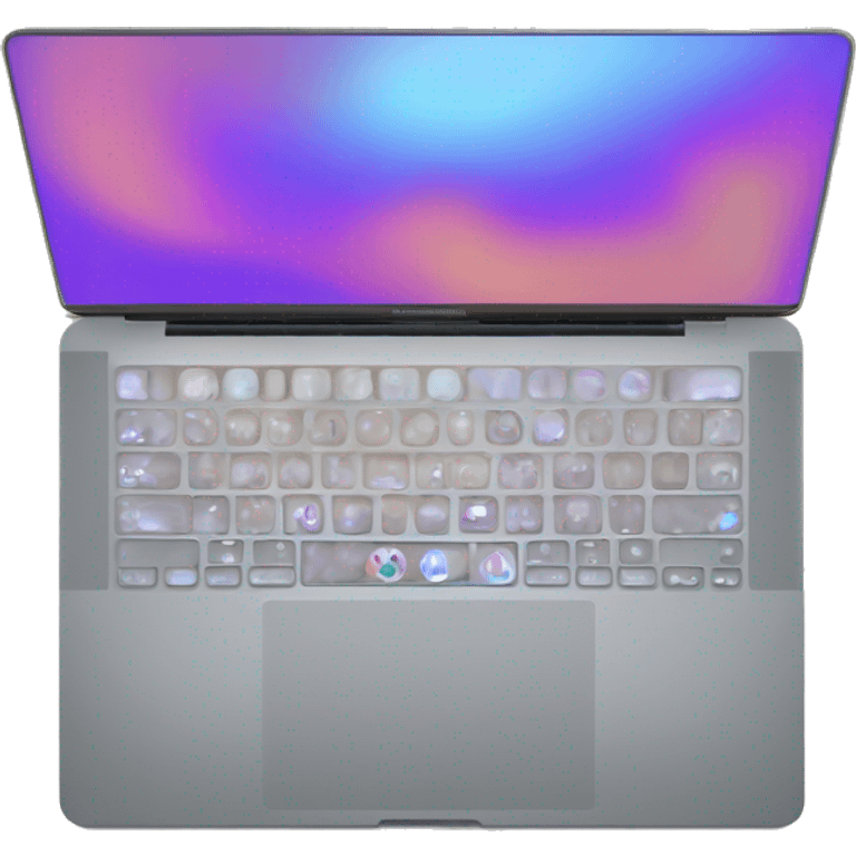 Realistic isolated gradient silver holographic macbook pro m2 emoji