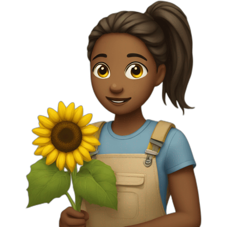 Girl holding sunflower  emoji