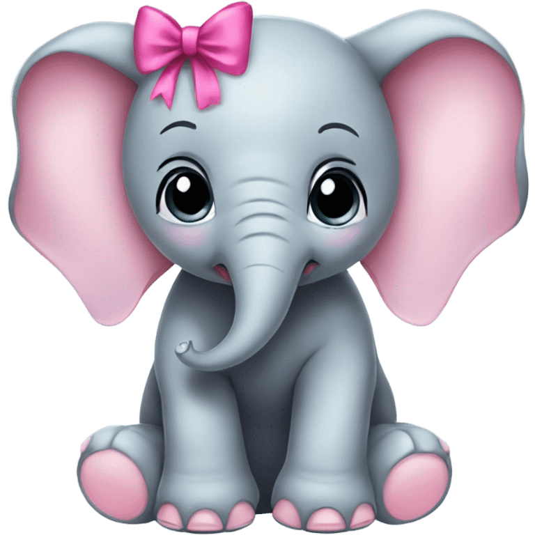 Baby elephant with pink bow emoji