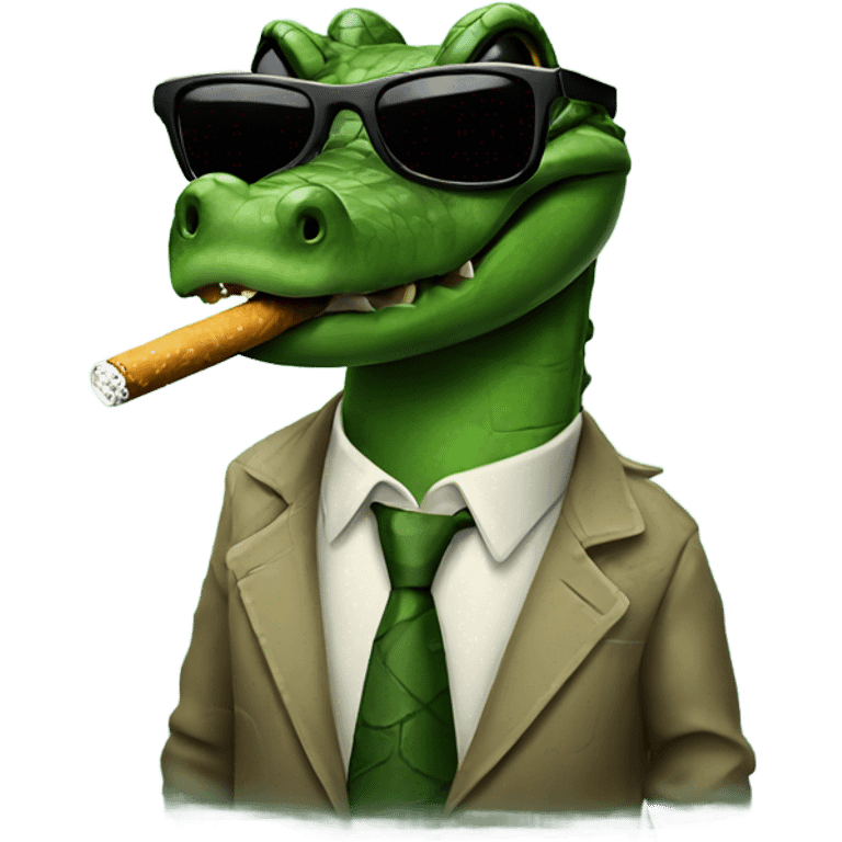 alligator smoking cigarette with sunglasses on emoji