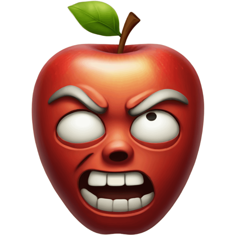 a apple with a human face and is evil emoji