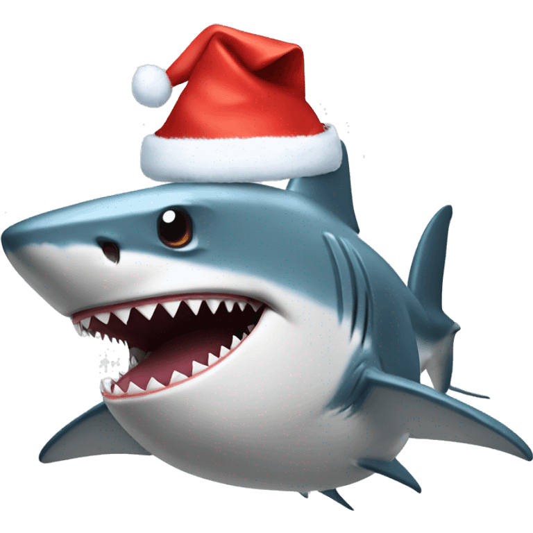 Shark with Christmas hat emoji