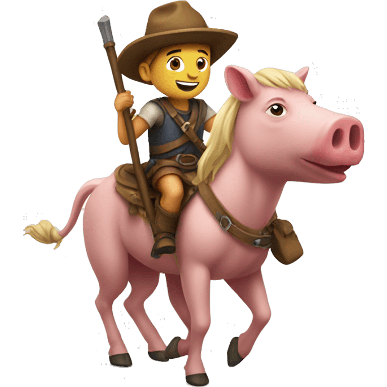 a kid riding a pigman emoji