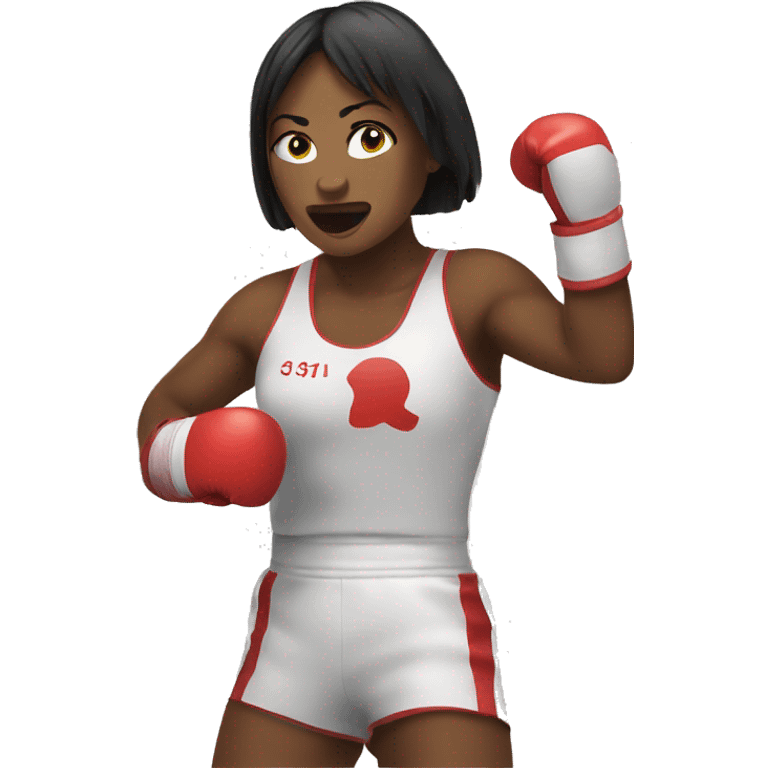 female boxing athlete, goes to the head emoji