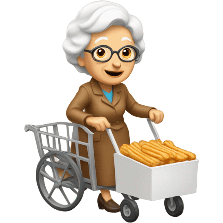 Tan old lady with a cart selling churros emoji