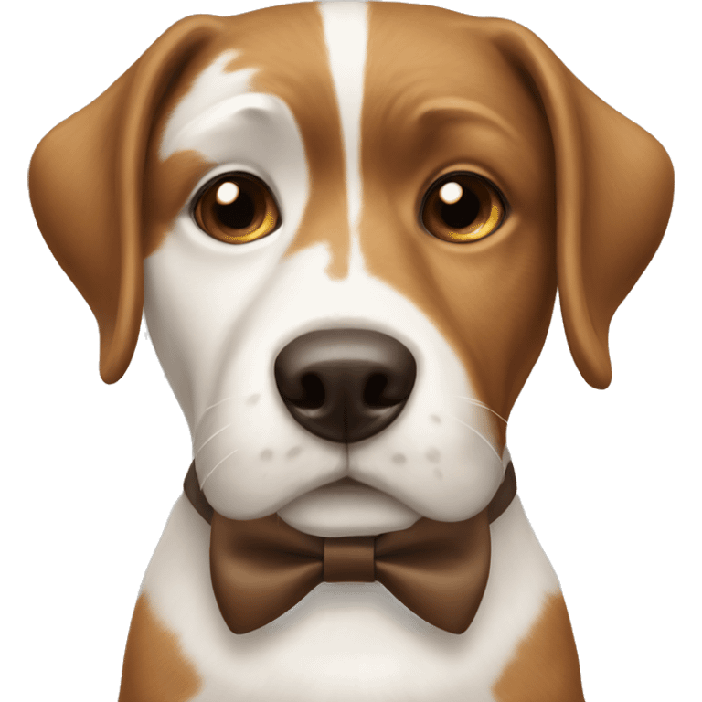 White and brown dog with bow tie  emoji