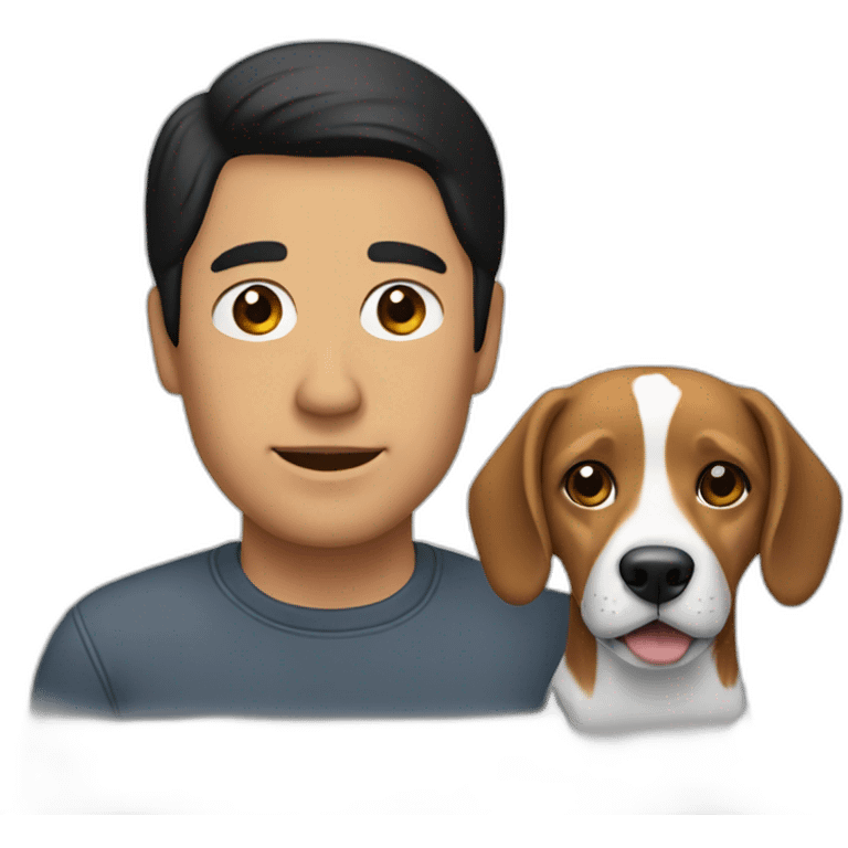 A man with black-hair and a beagle emoji