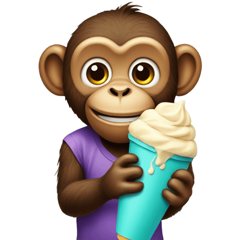 Monkey with ice cream emoji