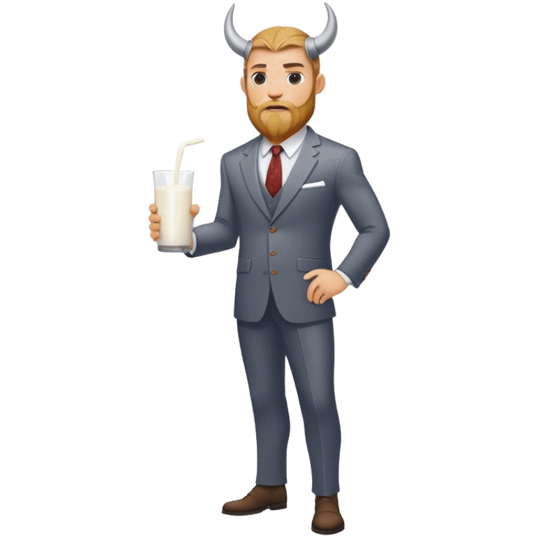 Viking  without weapon in a suit with milk, without horns, full height  emoji