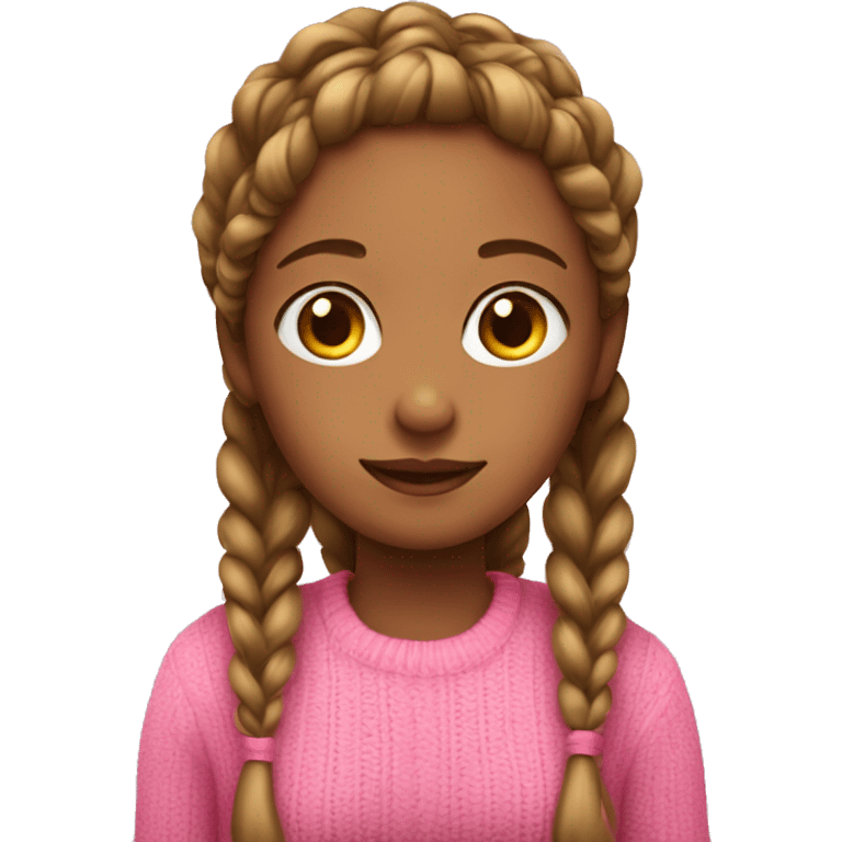 A girl with braids and a pink sueter emoji