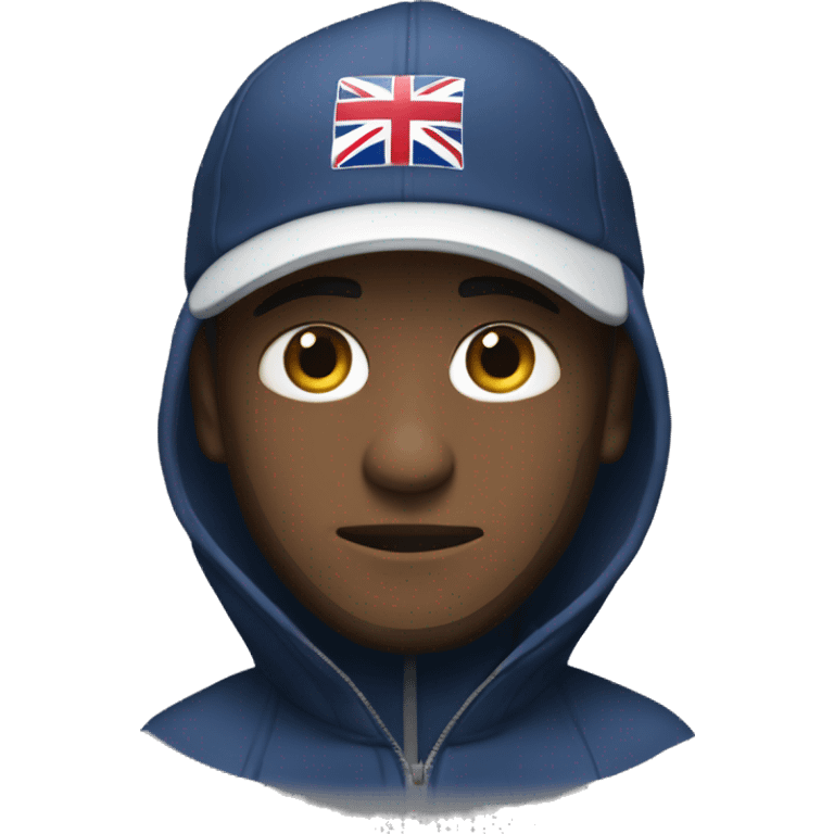 Uk man wearing a nike tracksuit with moncler jacket hat on and ninja face emoji