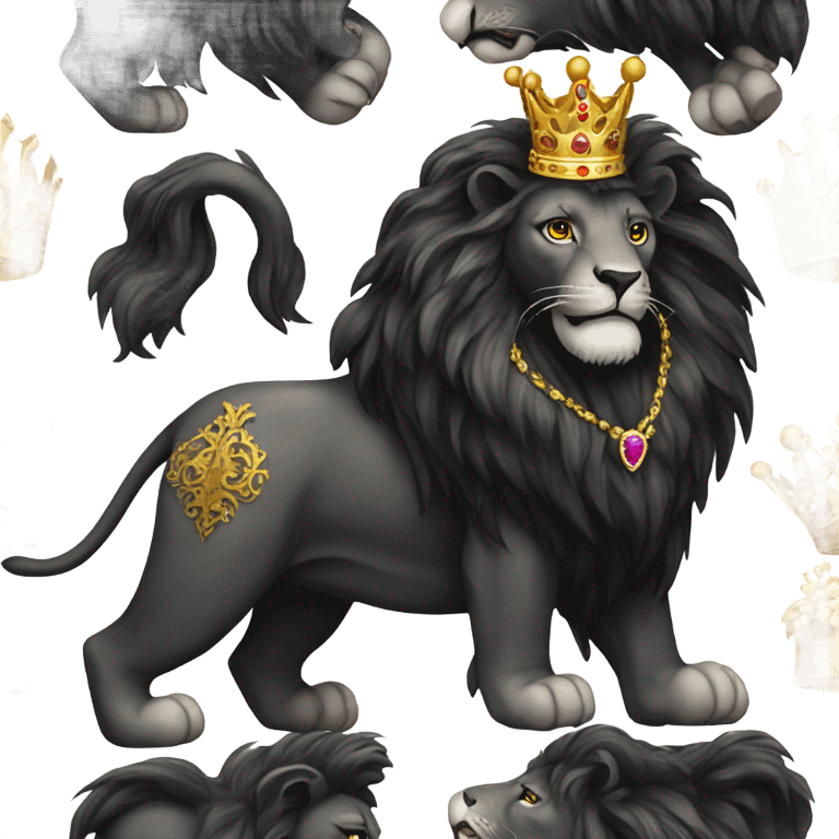 Black lion with crown emoji