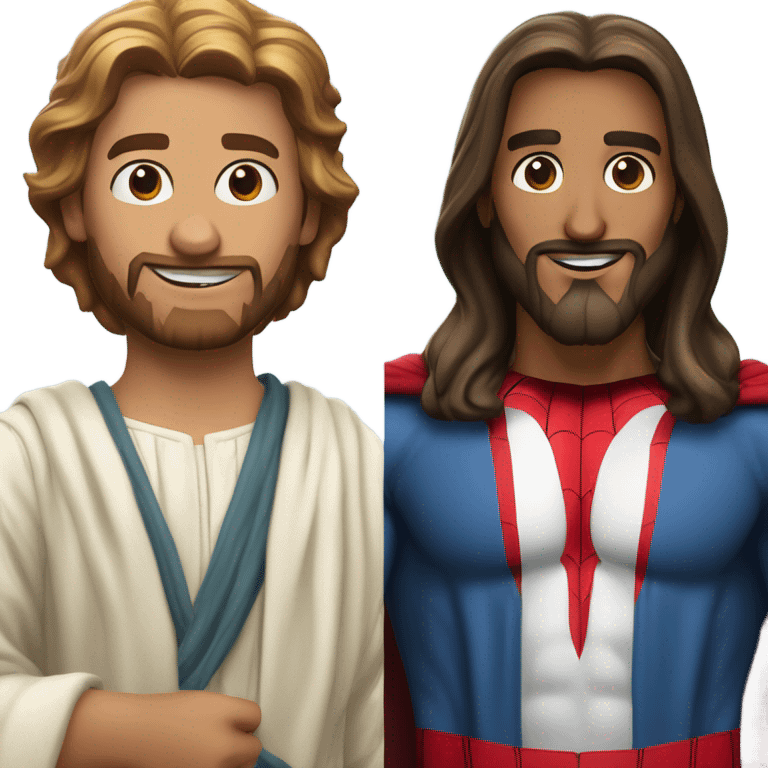 Spiderman with photorealistic Jesus emoji