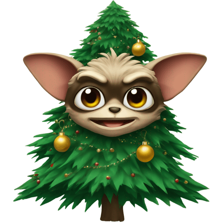 Gremlins inside a Christmas tree emoji