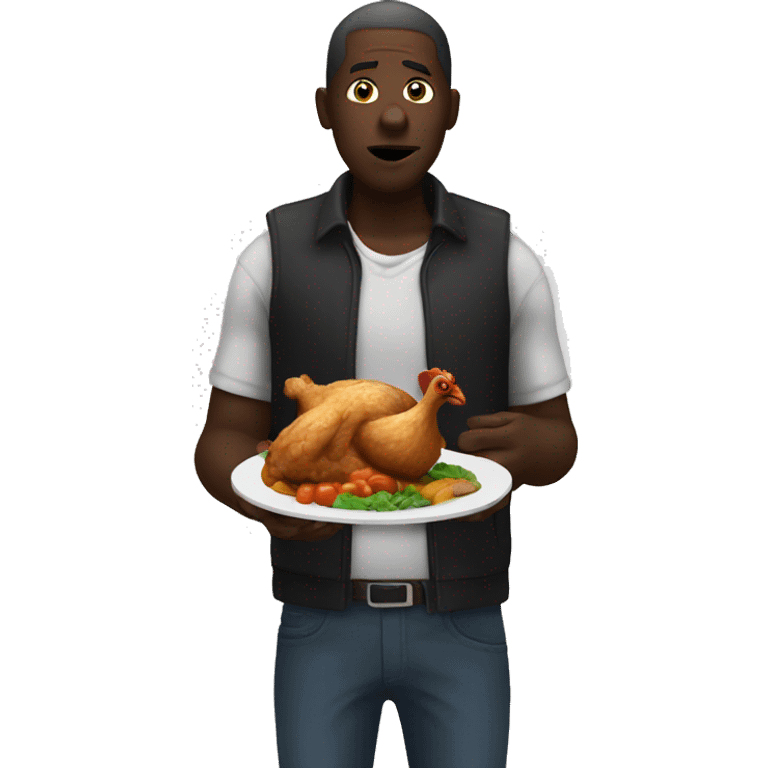 dark man eating chicken  emoji