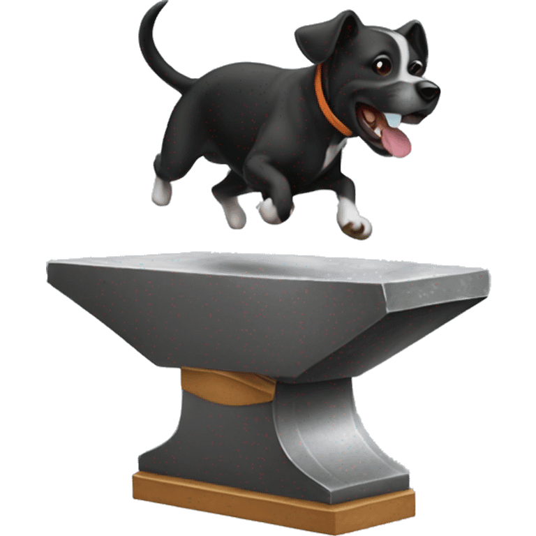 Anvil with dog jumping over emoji