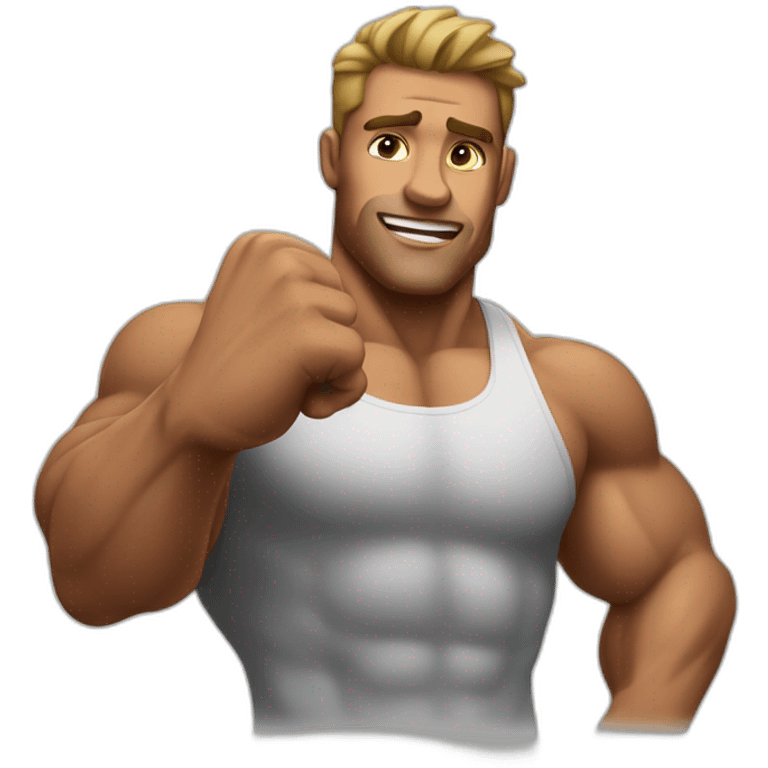 strong muscular male face running a finger along his jawline emoji