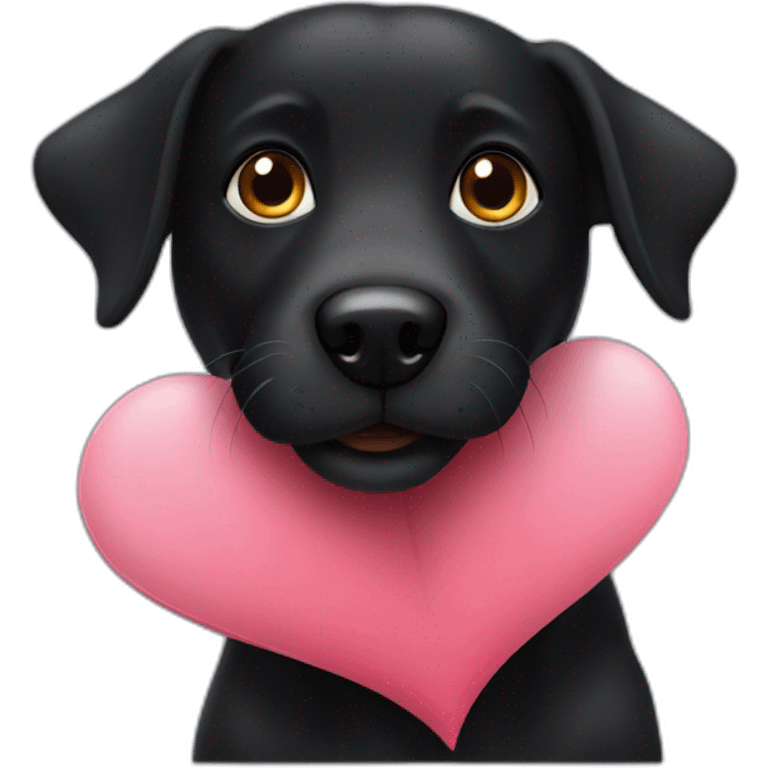 Black dog in love emoji