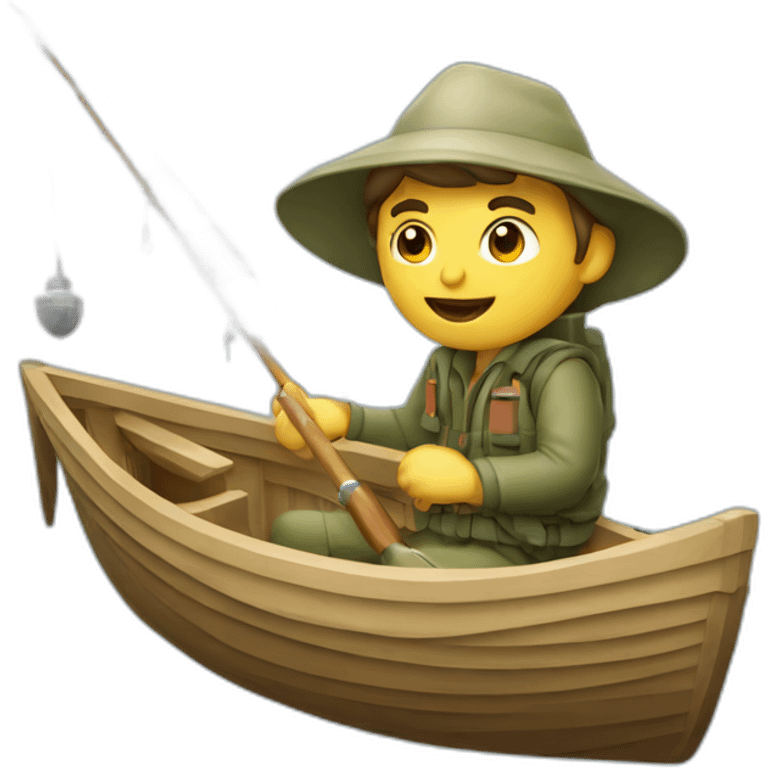 white fisherman in a small boat fishing emoji