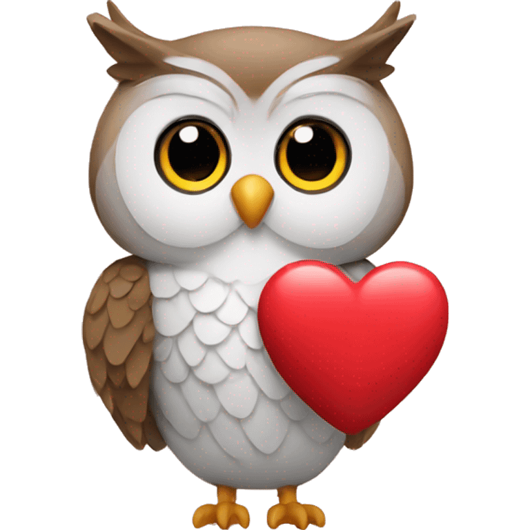 Owl holding heart emoji