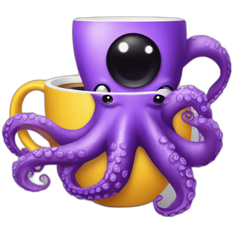 purple octopus drink cofee emoji