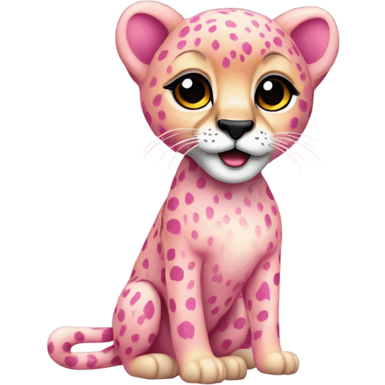 Pink ombre full-body cheetah with glitter adult emoji