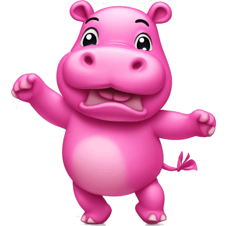 Dancing pink hippo shaking its rear emoji