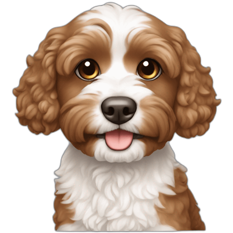 Brown white cute cavapoo emoji