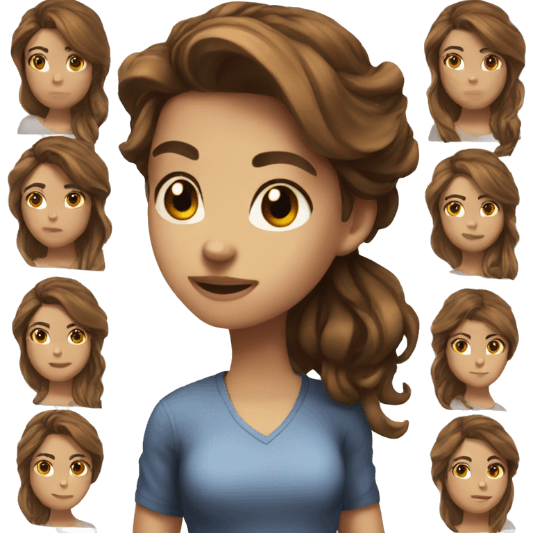 Brown hair brown eyed Gamer Girl  emoji