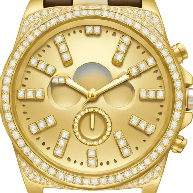 Gold watch with diamonds emoji