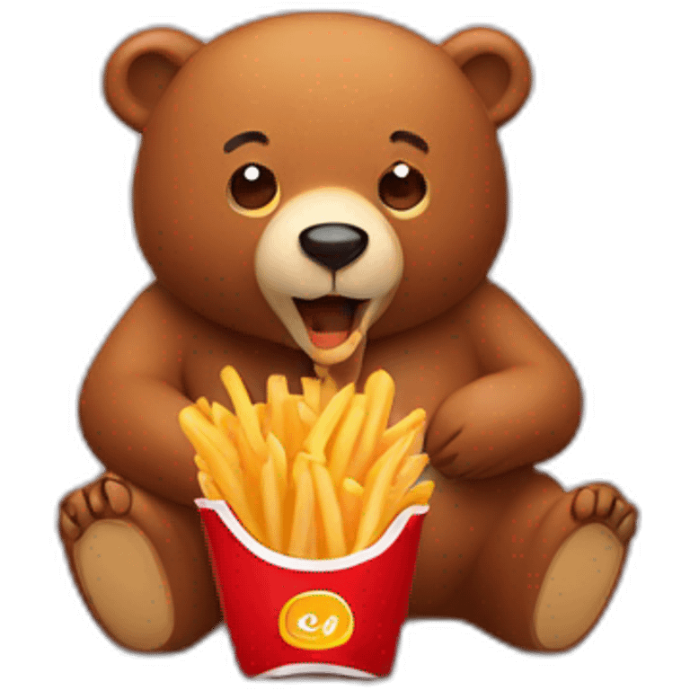 bear eating fries chicken emoji