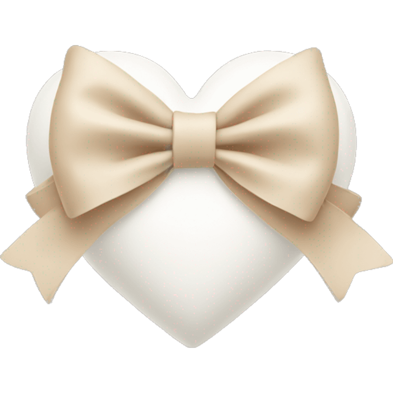 white heart with beige bow emoji