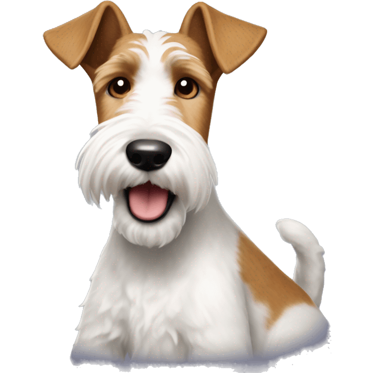 Wire fox terrier making a cheeky face emoji