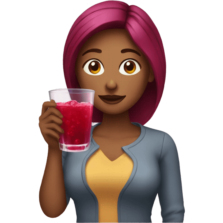 woman drinks cranberry juice emoji