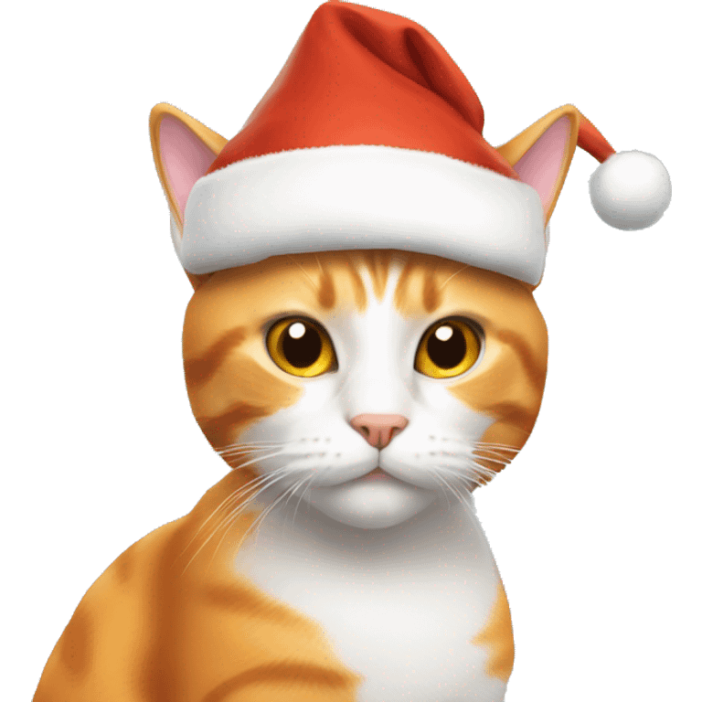 Orange white cat wearing Santa costume emoji