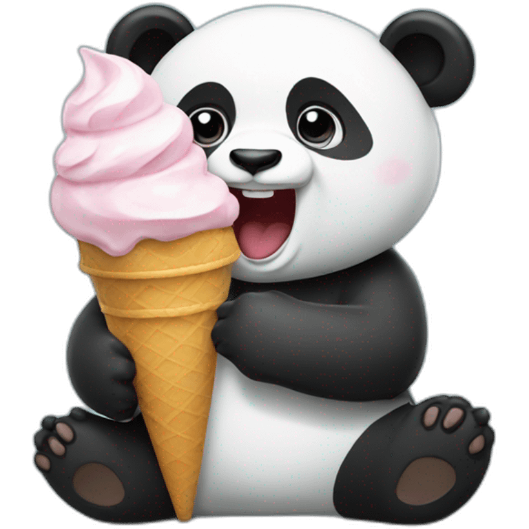 Panda eating ice cream emoji