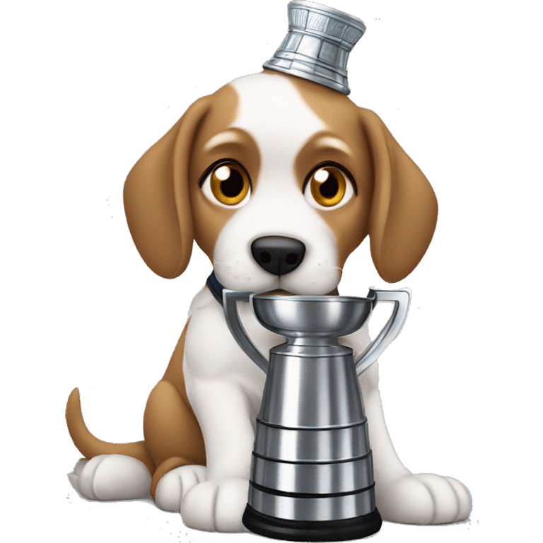 Dog with a Stanley cup emoji