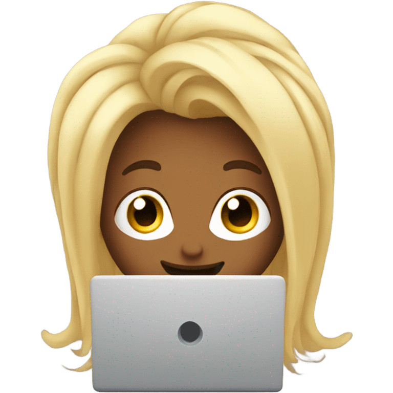 hair  behind a laptop emoji