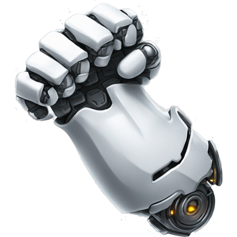 white mechanical cyborg bicep flexing emoji