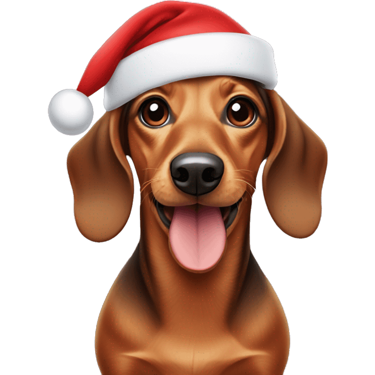 Dachshund with a Santa hat emoji