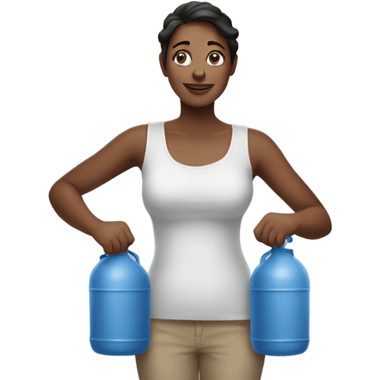 Woman holding two big gallons emoji