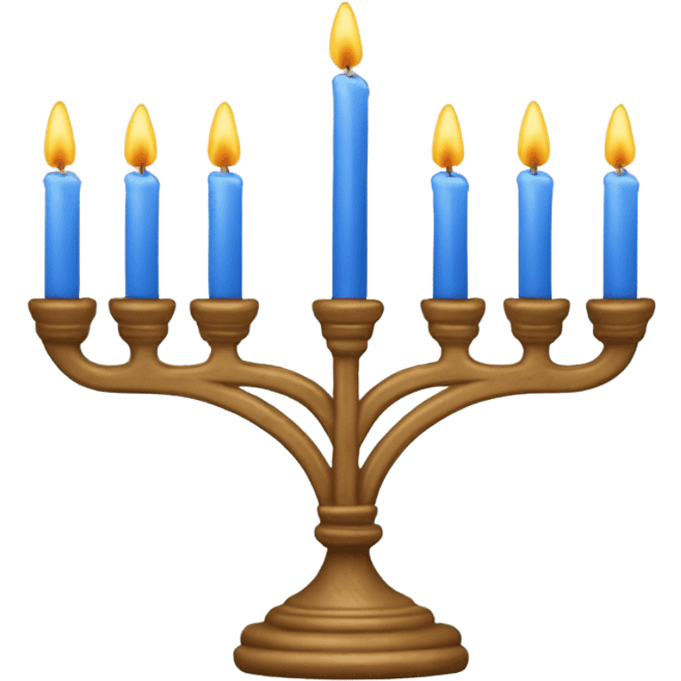 Eight candle menorah with blue Star of David in center emoji